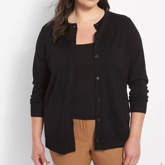 Lane Bryant Cardigan Sweater Black Button Front Round Crewneck Plus Size 22 24 - Picture 2 of 10